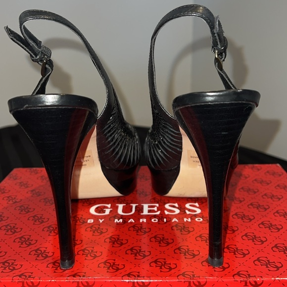 Guess Women's Black Sling Back with Peep Toe 4.5" Heels - Picture 2 of 9